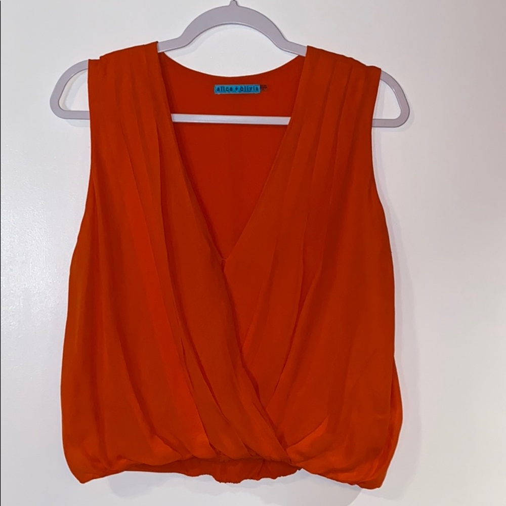 Alice + Olivia orange swoop blouse tank